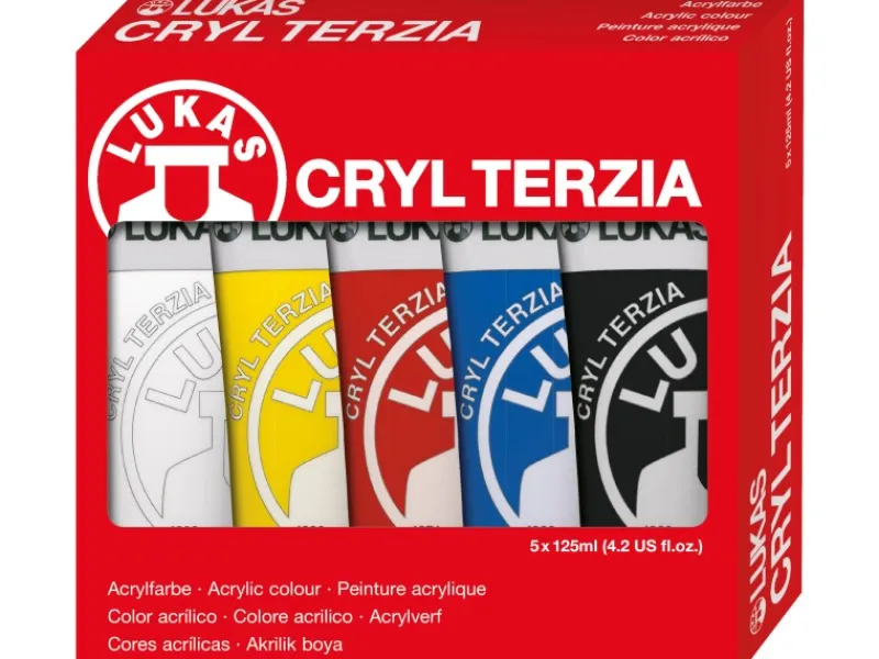 Lukas Cryl Terzia Acrylfarben-Set 5 x 125 ml Tuben im Karton-Etui