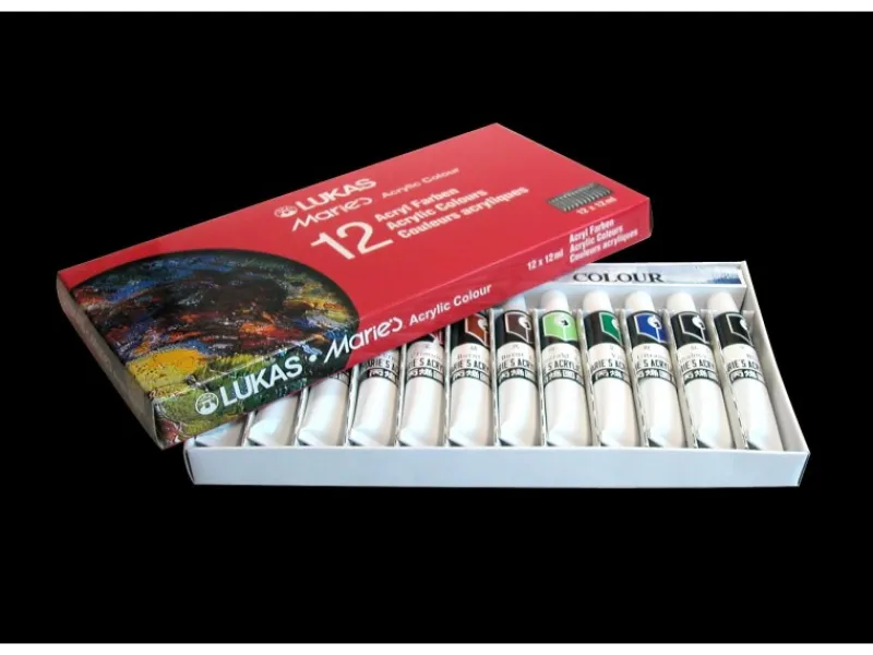 Outlet Lukas Cryl Terzia Acrylfarben-Set 12 x 12 ml Tuben im Karton-Etui