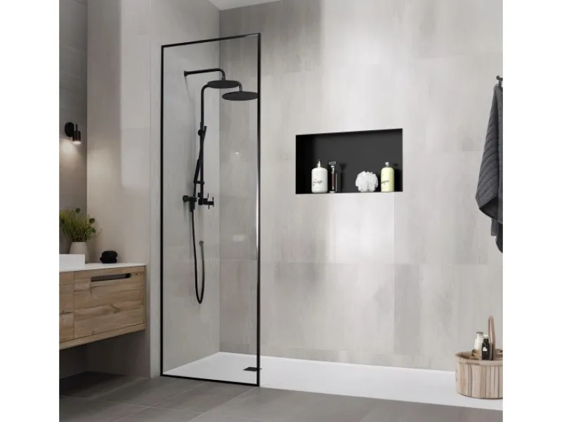 New LuxeBath Wandnische aus Edelstahl 60x30x10 cm Schwarz Duschnische Einbauregal