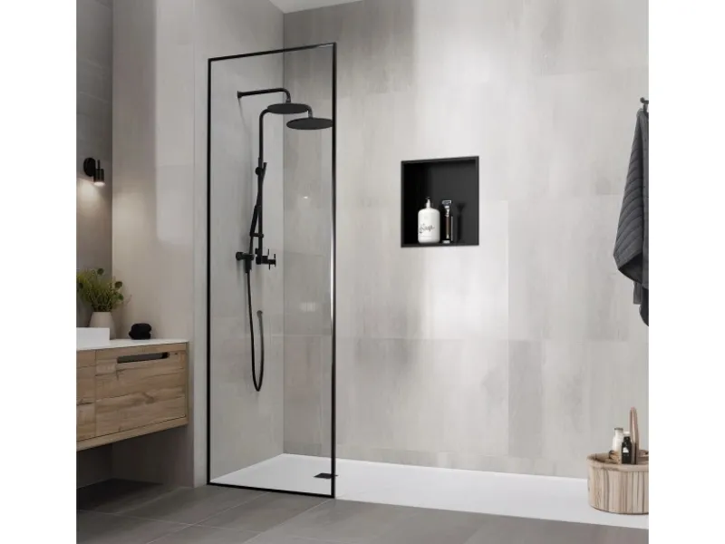 Sale LuxeBath Wandnische aus Edelstahl 30x30x10 cm Schwarz Duschnische mit Rahmen