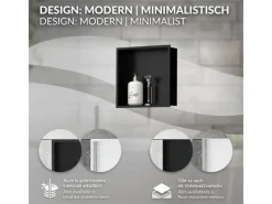 Sale LuxeBath Wandnische aus Edelstahl 30x30x10 cm Schwarz Duschnische mit Rahmen