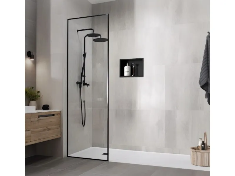 Hot LuxeBath Wandnische aus Edelstahl 20x30x10 cm Schwarz Duschnische mit Rahmen