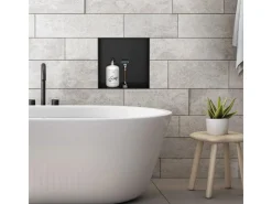 LuxeBath Wandnische aus Edelstahl 30x30x10 cm Schwarz Duschnische Einbauregal