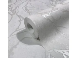 Marburg Vliestapete mit Geschwungenen Glänzenden Linien Grafik Weiß FSC®