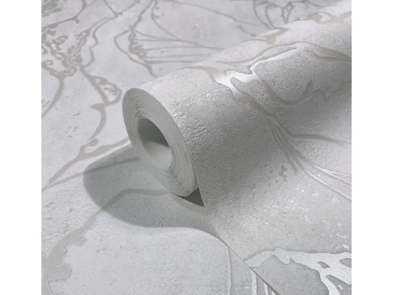 Marburg Vliestapete mit Geschwungenen Glänzenden Linien Grafik Weiß FSC®