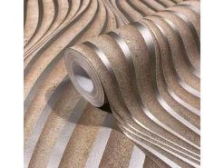 Outlet Marburg Vliestapete mit Geschwungenen Glänzenden Streifen Muster Braun FSC®
