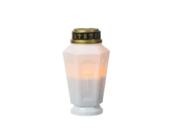 Hot MARELIDA LED Grablicht Grabkerze Grableuchte Orange Flackernd Timer H 15,5cm Weiß 5Stück