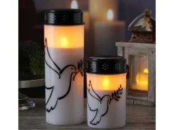 MARELIDA LED Grablicht Grabkerze Taube Friedhof Trauerlicht Gedenklicht 12cm Timer Weiß