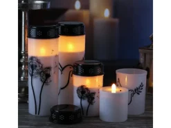 MARELIDA LED Grablicht Grabkerze Taube Friedhof Trauerlicht Gedenklicht 12cm Timer Weiß