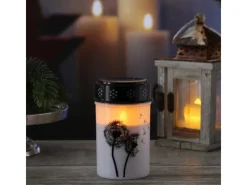 MARELIDA LED Grablichter Grabkerzen Pusteblume Friedhof Trauer Gedenklicht 12cm 2er Set