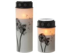 MARELIDA LED Grablichter Grabkerzen Pusteblume Friedhof Trauer Gedenklicht Timer 2er Set