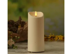 MARELIDA LED Kerze Für Außen Garten Balkon Flackernd Timer H 17,5cm D 7,5cm Creme