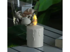 MARELIDA LED Kerze Grabkerze Grablicht Für Laternen H 11,5cm Lichtsensor Bis 500h Beige