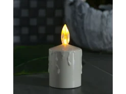 MARELIDA LED Kerze Grabkerze Grablicht Für Laternen H 11,5cm Lichtsensor Bis 500h Beige