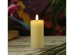 MARELIDA LED Kerze LINA Rustik Optik Echtwachs Flackernde 3D Flamme Timer H 12,5cm Creme