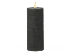 MARELIDA LED Kerze LINA Rustik Optik Echtwachs Stumpenkerze Flackernd Timer H 19cm Grau