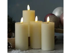 Outlet MARELIDA LED Kerzenset LINA Rustik Optik Für Adventskranz H 12,5cm Timer Creme 4er Set