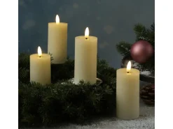 Outlet MARELIDA LED Kerzenset LINA Rustik Optik Für Adventskranz H 12,5cm Timer Creme 4er Set
