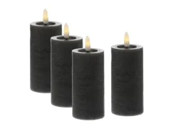 MARELIDA LED Kerzenset LINA Rustik Optik Für Adventskranz H 12,5cm Timer Grau 4er Set