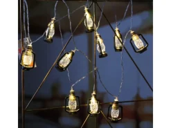 Sale MARELIDA LED Lichterkette Mini Laternen Dekogirlande 10 Schwarze Sturmlaternen L 1,8m