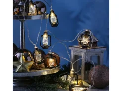 Sale MARELIDA LED Lichterkette Mini Laternen Dekogirlande 10 Schwarze Sturmlaternen L 1,8m