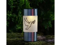 MARELIDA LED Solar Grablichter Grabkerzen Taube Erdspieß Grableuchte Gedenkkerze 2er Set