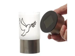 MARELIDA LED Solar Grablichter Grabkerzen Taube Erdspieß Grableuchte Gedenkkerze 2er Set