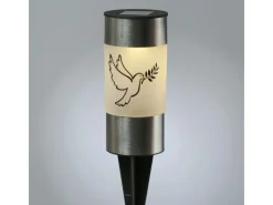 MARELIDA LED Solar Grablichter Grabkerzen Taube Erdspieß Grableuchte Gedenkkerze 2er Set