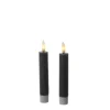 MARELIDA LED Stabkerzen Tafelkerzen Spitzkerzen Echtwachs Rustik Optik H 14cm Grau 2St