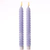 MARELIDA LED Stabkerzen Twist Tafelkerzen Gedreht Echtwachs Flackernd 25cm Flieder 2St