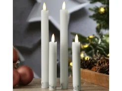 MARELIDA LED Stabkerzen Tafelkerzen Spitzkerzen Echtwachs Rustik Optik H 15cm Weiß 2St