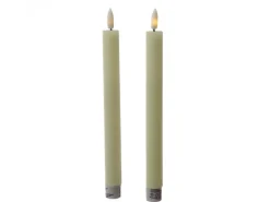 Best MARELIDA LED Stabkerzen Tafelkerzen Spitzkerzen Echtwachs Rustik Optik H 24cm Creme 2St