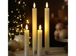 Best MARELIDA LED Stabkerzen Tafelkerzen Spitzkerzen Echtwachs Rustik Optik H 24cm Creme 2St