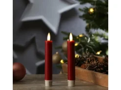 Hot MARELIDA LED Stabkerzen Tafelkerzen Spitzkerzen Echtwachs Rustik Optik H 15cm Rot 2St