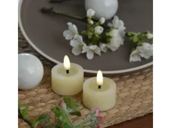 MARELIDA LED Teelichter Lina Rustik Optik Mit Batterien Echtwachs D 4,4cm Creme 2 Stück
