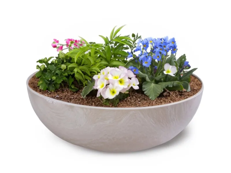 matches21 HOME&HOBBY Pflanzschale für Draussen in Sand-Farben Marmoriert 25 x 9 cm