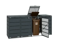 MBOX24 Classic Mülltonnenbox für 4 Mülltonnen (240L) aus Verzinktem Stahl 4er Metall Mülltonnenverkleidung in Anthrazit Robust & Wetterfest
