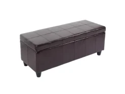 Clearance MCW Aufbewahrungs-Truhe Kriens Leder/Kunstleder 112x45x45cm Braun