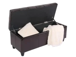 Clearance MCW Aufbewahrungs-Truhe Kriens Leder/Kunstleder 112x45x45cm Braun