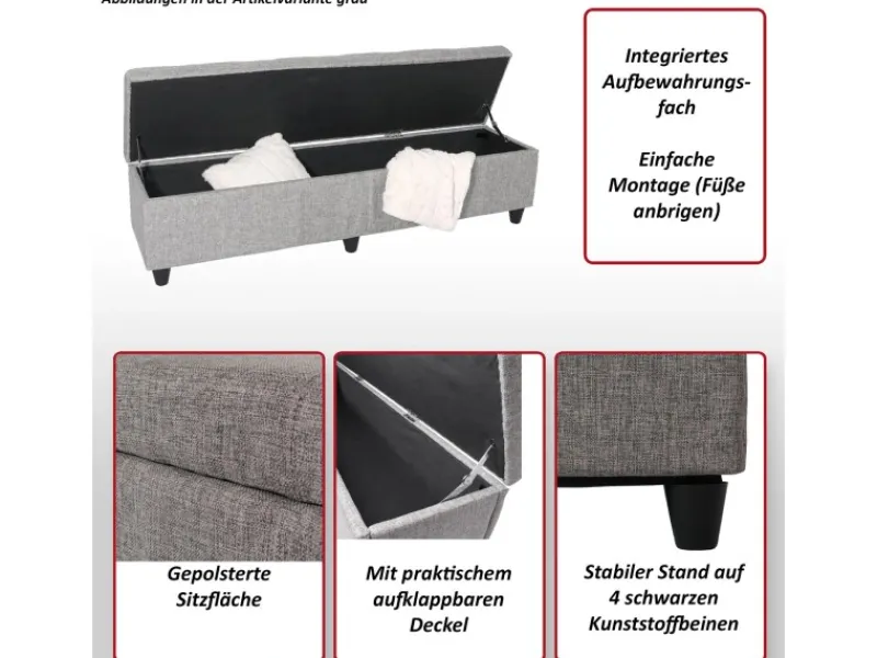 Hot MCW Aufbewahrungs-Truhe Kriens XXL Grau