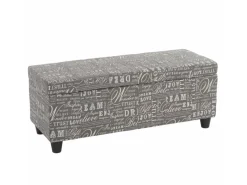 Online MCW Aufbewahrungs-Truhe Kriens Stoff/Textil 45x114x45cm Schriftzug Grau