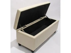 Outlet MCW Aufbewahrungs-Truhe Kriens Leder/Kunstleder 112x45x45cm Creme
