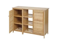 MCW Badezimmerschrank B18 2 Türen Bambus 87x99x33cm