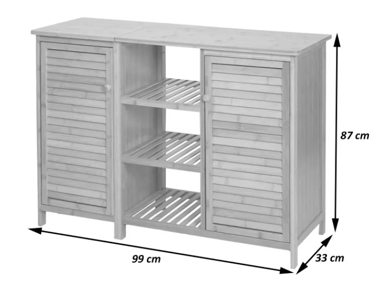 MCW Badezimmerschrank B18 2 Türen Bambus 87x99x33cm