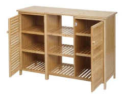MCW Badezimmerschrank B18 2 Türen Bambus 87x99x33cm