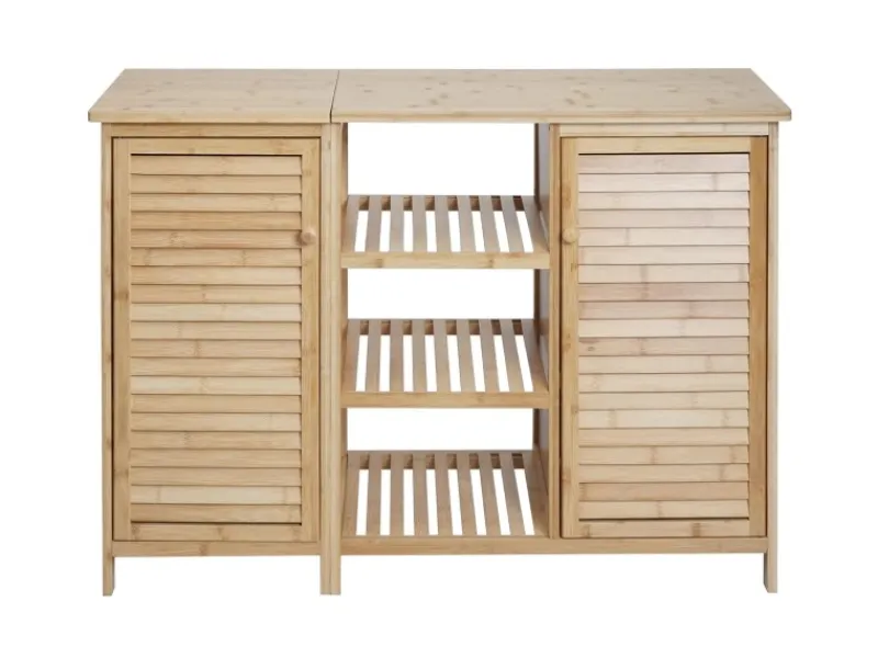 MCW Badezimmerschrank B18 2 Türen Bambus 87x99x33cm