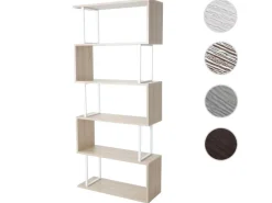 New MCW Bücherregal A27 5 Ebenen -Optik Metall Weiß Eiche