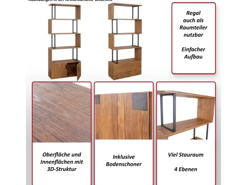 MCW Bücherregal A27 mit Tür -Optik