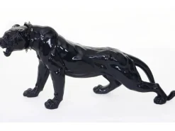 MCW Deko Figur Panther mit Halsband mit Halsband Schwarz Hochglanz