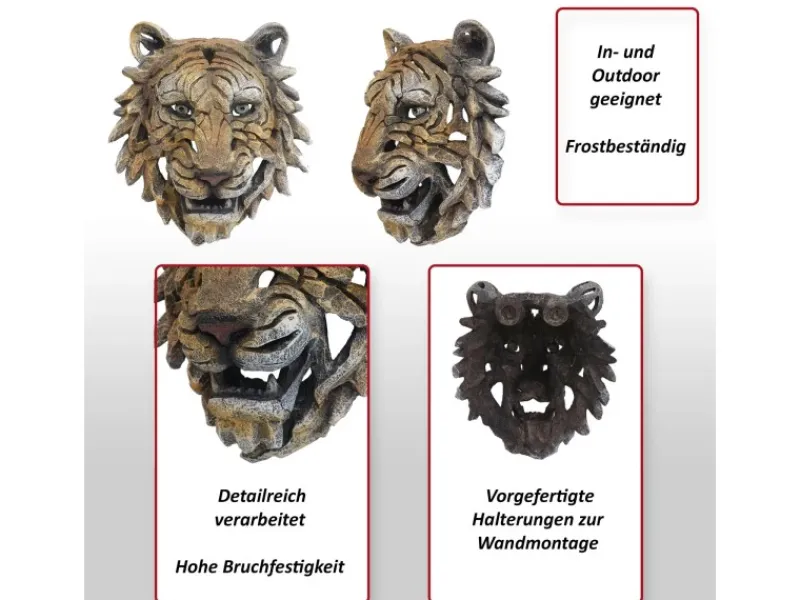 Best MCW Deko Schädel H41 Tigerkopf 35cm Braun